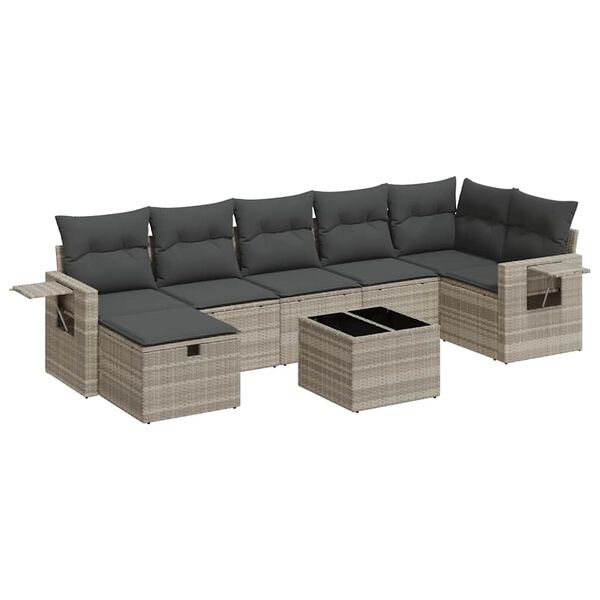 vidaXL Garden Sofa Set Light Grey, Dark Grey PE Rattan, Powder-coated steel