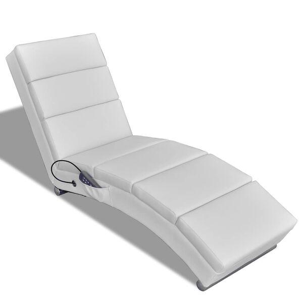 vidaXL Massage Chair White Cotton 5% Medium Massage Chair Rectangular