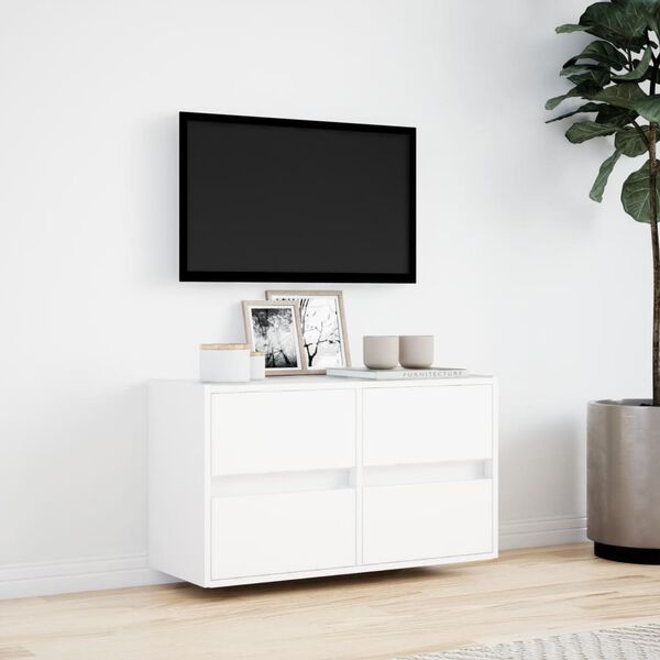 vidaXL TV Wall Cabinet White Engineered wood Medium TV Wall Cabinet
