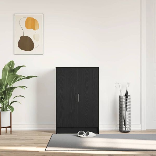 vidaXL Shoe Cabinet Black Oak 23.6x13.8x36.2" Engineered Wood