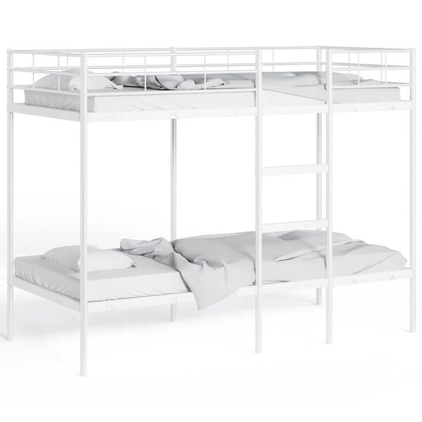vidaXL Bunk Bed White Steel, Mesh fabric Twin Bunk Bed Rectangular