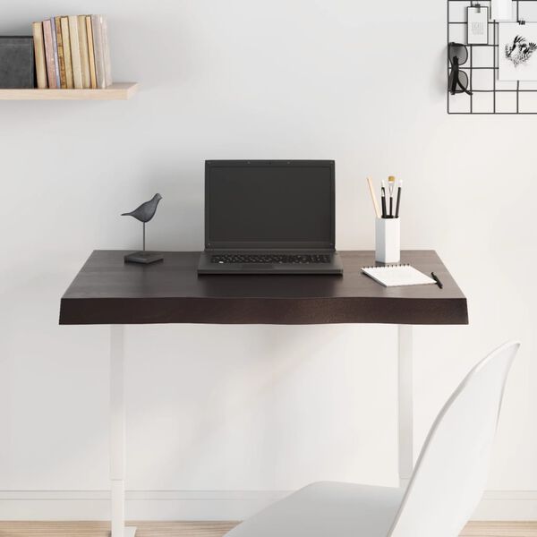 vidaXL Table Top Dark Brown Solid Oak Wood 31.5 x 23.6 in Durable