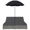 vidaXL Sun Lounger Grey PE rattan, powder-coated steel, polyester Double