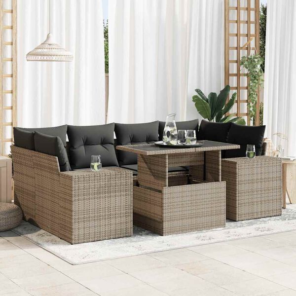 vidaXL Garden Sofa Set Grey
