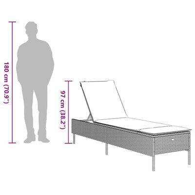 Illustration showing a person height beside a single lounge bed for scale