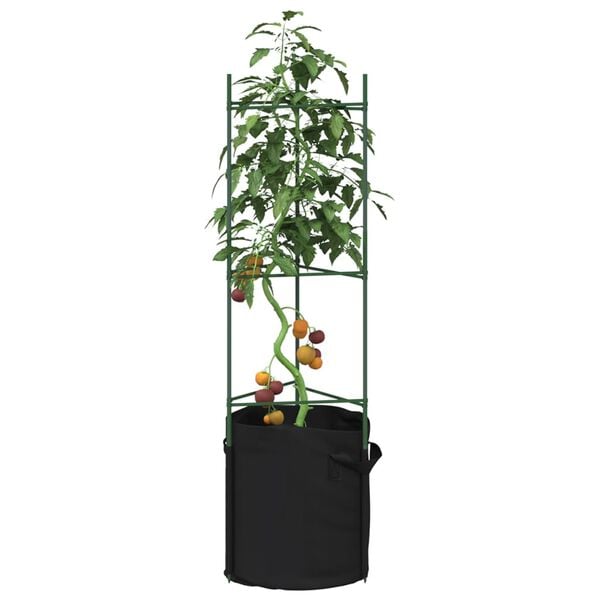 vidaXL Tomato Cage Set of 8 Green and black Steel with PE coating Medium