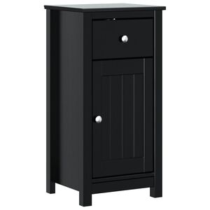 vidaXL Bathroom Cabinet Black Solid Pine Wood Medium Bathroom Cabinet