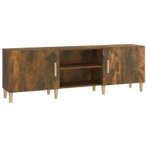 vidaXL TV Cabinet Smoked Oak Engineered Wood, Solid Eucalyptus Wood Medium