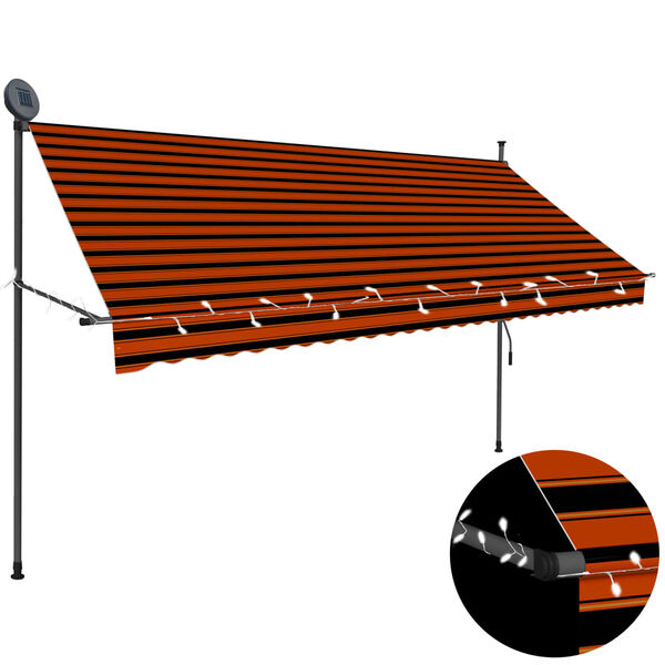 vidaXL Retractable Awning Orange and Brown