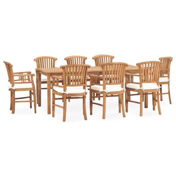 vidaXL 9 Piece Patio Dining Set with Cushions Solid Teak Wood