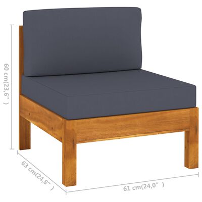 vidaXL 3-Seater Patio Sofa with Dark Gray Cushions Acacia Wood