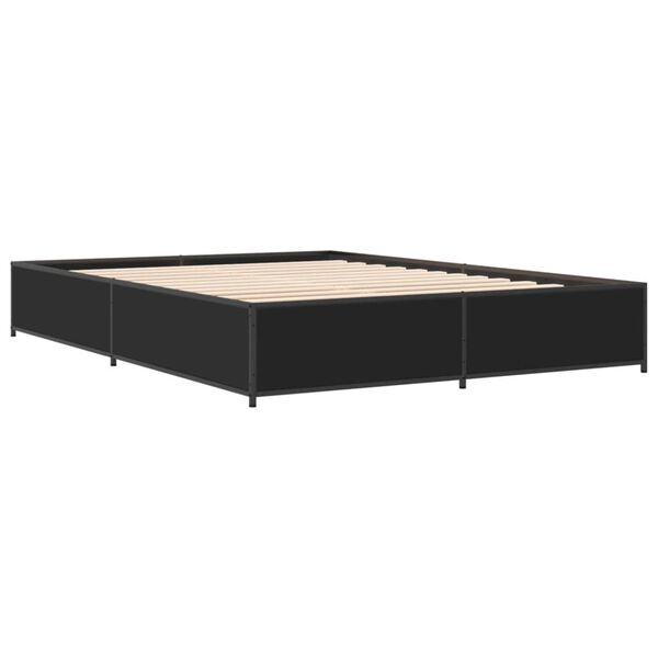 vidaXL Bed Frame Black Engineered wood King Size Modern Bed Frame