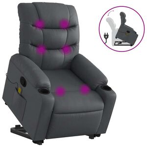 vidaXL Stand up Massage Recliner Chair Gray Faux Leather