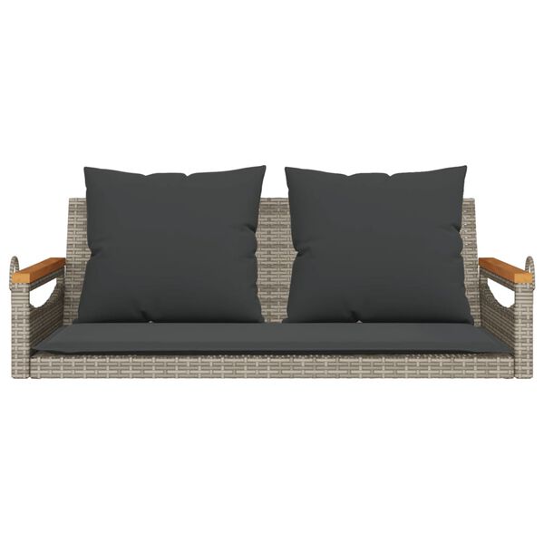 vidaXL Swing Bench with Cushions Grey 42.9x24.4x15.7" Poly Rattan