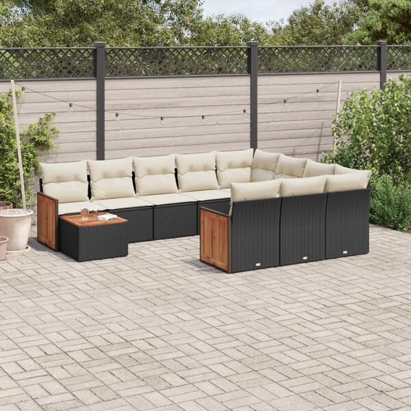 vidaXL Garden Sofa Set Black and Cream