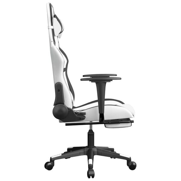 vidaXL Gaming Chair White and Black Faux leather, metal, plywood