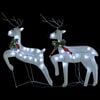 vidaXL Reindeer And Sleigh Christmas Decoration Set of 4 White Mesh, Metal