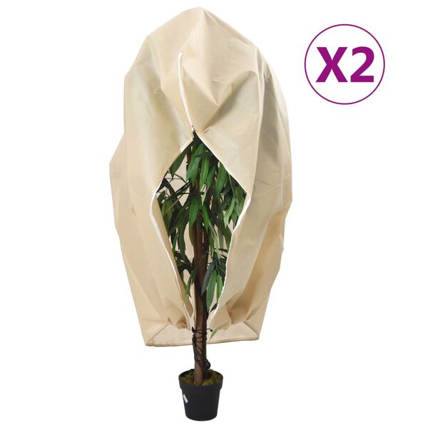 vidaXL Plant Fleece Cover Set of 2 Beige
