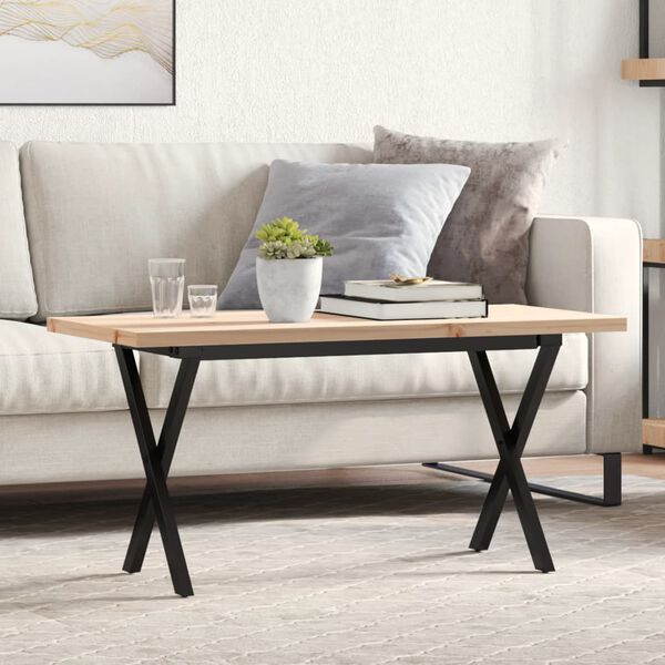 vidaXL Coffee Table Natural wood and black