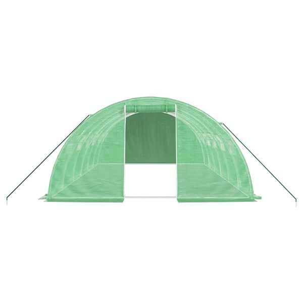 vidaXL Greenhouse Green Polyethylene, Galvanised steel Large Rollable