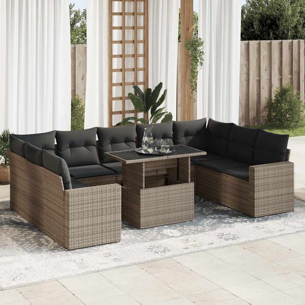 vidaXL Garden Sofa Set Grey and Dark Grey
