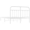 vidaXL Bed Frame White Steel Double Bed Frame Rectangular Durable