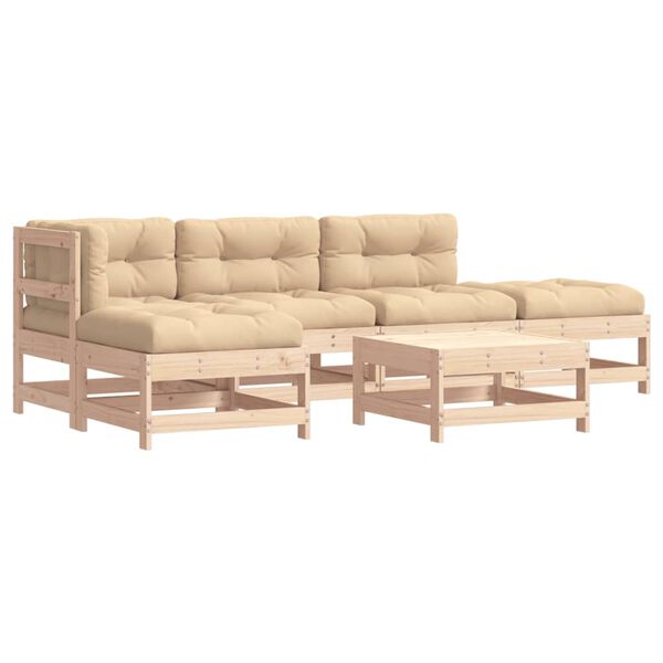 vidaXL Garden Lounge Set Beige Solid Pine Wood Large Modular