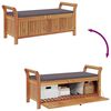 vidaXL Garden Storage Bench Wood with dark grey cushion