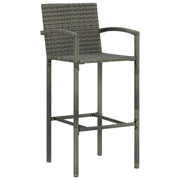 vidaXL Bar Stool Set of 4 Grey PE rattan, powder-coated steel Medium