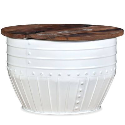 vidaXL Coffee Table Solid Reclaimed Wood Black Barrel Shape