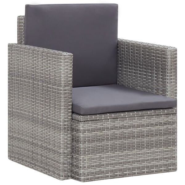 vidaXL Patio Armchair Grey and dark grey PE rattan, steel, polyester