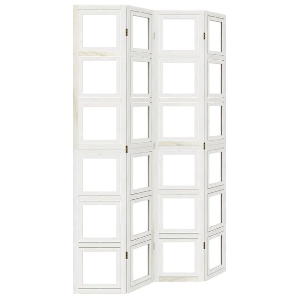 vidaXL Room Divider 4 Panels White Solid Wood Paulownia