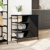 vidaXL Kitchen Trolley Black 34.4"x15.2"x33.3" Engineered Wood