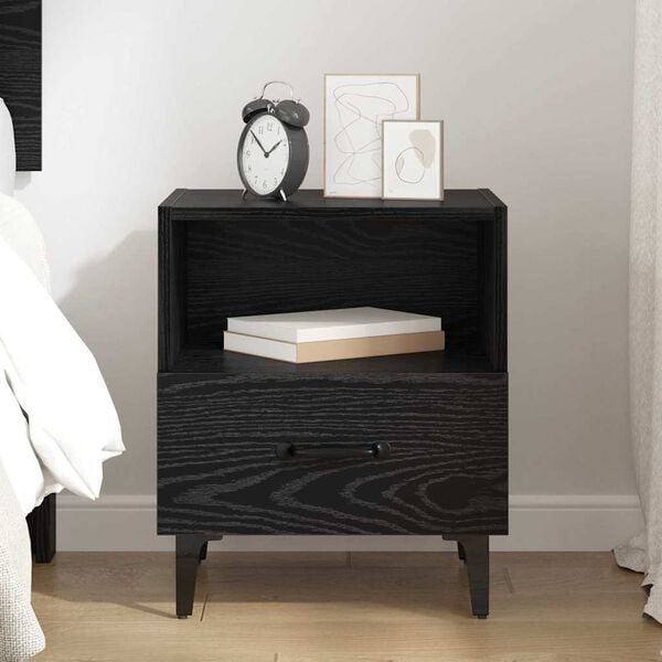 vidaXL Bedside Cabinet Black oak 40 x 35 x 47.5 cm Engineered wood