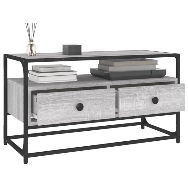 vidaXL TV Cabinet Grey Sonoma Engineered wood, steel Medium TV Cabinet