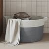 vidaXL Storage Basket Grey and White 100% Cotton 15.7 x 9.8 in Foldable