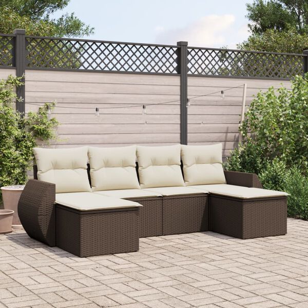 vidaXL Garden Sofa Set Brown PE rattan Large Adjustable Feet