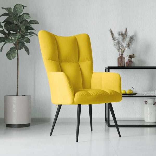 vidaXL Relaxing Chair Mustard Yellow Velvet (100% polyester), Steel