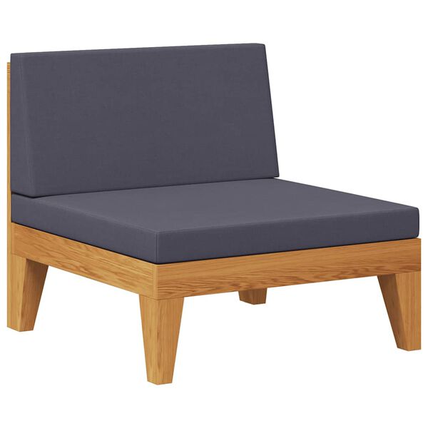 vidaXL Middle Sofa Dark Grey Solid acacia wood, 100% polyester Standard