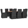 vidaXL Garden Dining Set Black PE rattan Large Adjustable Footrests