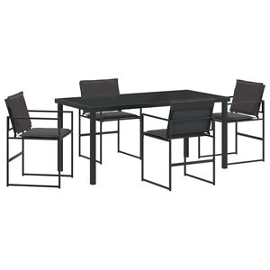 vidaXL Garden Dining Set Folding 5 pcs Black Textilene and steel