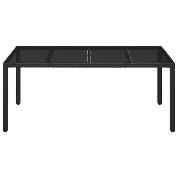 vidaXL Garden Table With Glass Top Black