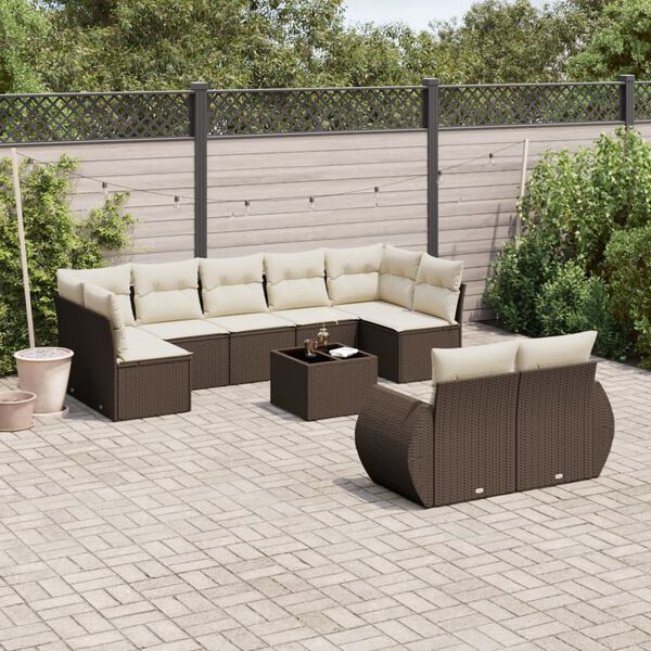 vidaXL Garden Sofa Set Brown and Cream