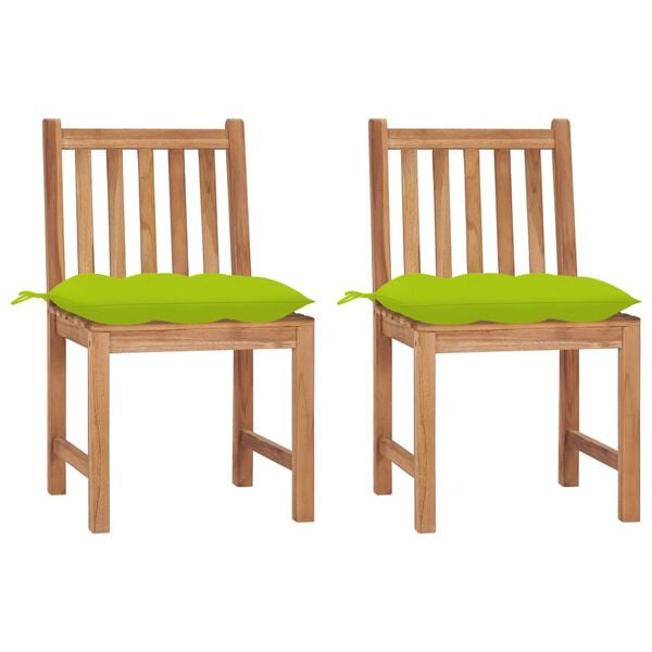 vidaXL Patio Chair Set of 2 Bright green, Natural teak