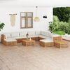 vidaXL 12 Piece Patio Lounge Set with Cream Cushion Solid Teak Wood