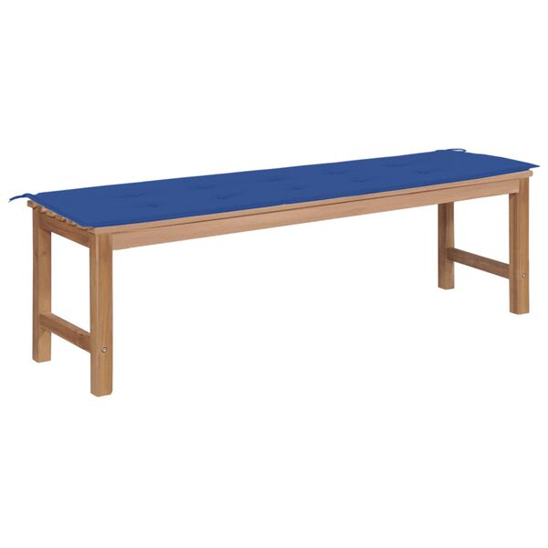 vidaXL Patio Bench with Royal Blue Cushion 59.1 " Solid Teak Wood