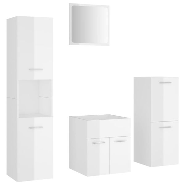 vidaXL Bathroom Furniture Set High gloss white Engineered wood, acrylic