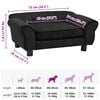 vidaXL Dog Sofa Black Plush, Fir Wood Small Removable Covers Dog Sofa