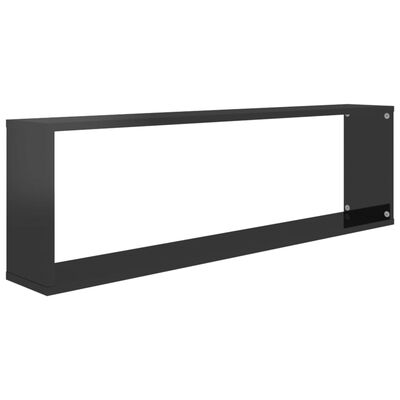 vidaXL Wall Cube Shelves 6 pcs High Gloss Black 39.4"x5.9"x11.8" Engineered Wood