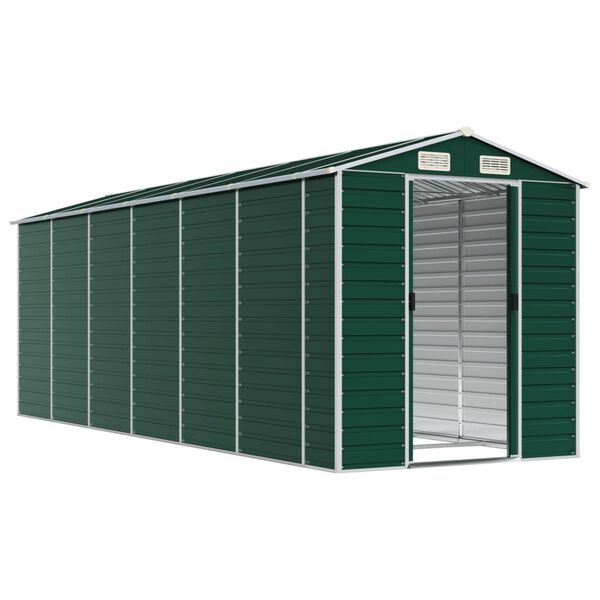 vidaXL Garden Shed Green Galvanized Steel Large Garden Shed
